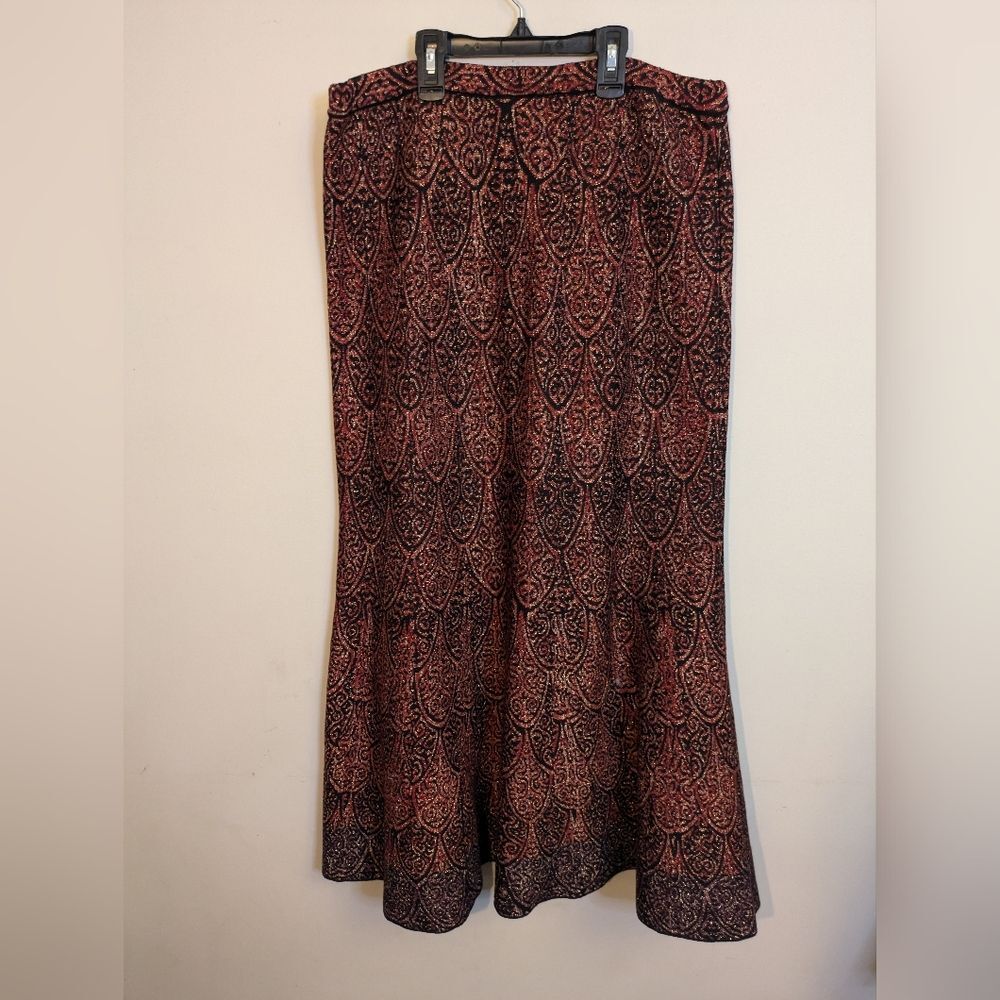 Peruvian Connection Sweater Maxi Skirt Size M Red/Gold - Picture 5 of 5